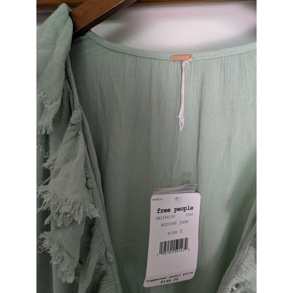 Free People Sweet Darlin Maxi Dress Sage Minted Jade Green Boho Ruffle Oversized - Picture 7 of 10
